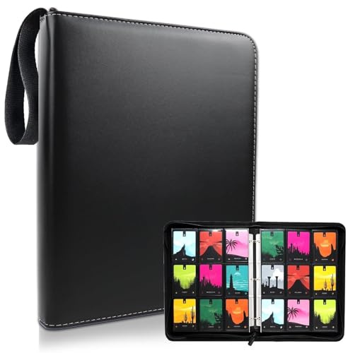 Classeur Carte Grande- Album de Collection 40 Pages pour 720 Cartes, Organisateur avec Fermeture Éclair en Cuir PU Imperméable, Portable