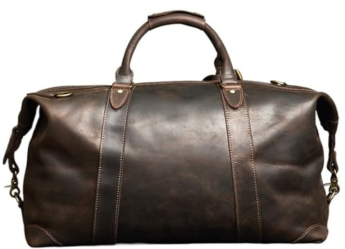 Reisehandtaschen for Männer, Reisetasche Aus Echtem Leder, Weekender-Handtasche for, Diebstahlsichere Umhängetasche for