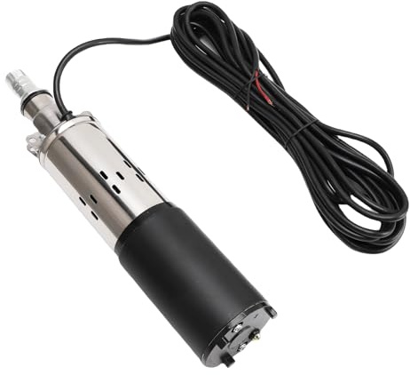MasYosh Pompe de Puits Profond 12 V, Pompe à Eau Submersible en Acier Inoxydable avec Câble D'alimentation de 7 M, Sortie NPT 3/4 Po 1 Po, pour le Forage de Puits alimenté par Batterie