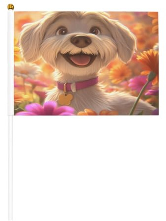 Bandiere per cani Mini Havana su bastone, 14 x 20,8 cm, piccole bandiere USA per esterni, decorazioni per il 4 luglio, decorazione patriottica, asta per bandiera portatile, bandiere portatili, 6 pezzi