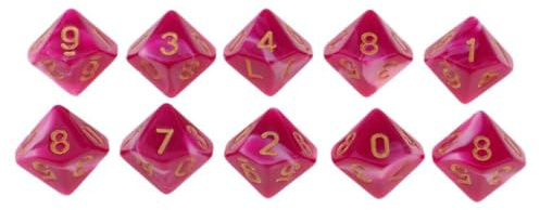 QUXVUIS Giochi di dadi per famiglie Set di dadi a 10 facce da 16 mm realizzati con traslucido per durare, integrando le lezioni matematica e incoraggiando l'aritmetica semplice, realizzati in plastica
