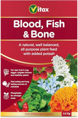 Organic Blood Fish & Bone Fertiliser Promotes Root Growth Slow Release General Purpose for Fruits Vegetables & Flowers 2.5kg
