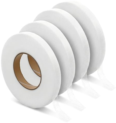 Bremorou 4pcs Saumband zum Aufbügeln Waschfest 64m X 1.2cm Selbstklebendes Bügelband Hosen Kürzen ohne Nähen Nahtband zum Spleißen von Stoffen, Hosen,Vorhänge,Kleidung Weiß