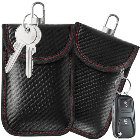 Wanme Étui pour clé de Voiture Anti-RFID, Pochette Anti RFID Clé Voiture, Brouilleur de Signal RFID, Bloquer Une Invasion électromagnétique, Antivol (Rough*2)