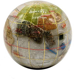 Unique Art - Fermacarte a Forma di mappamondo, 7,6 cm, con Perle e Pietre