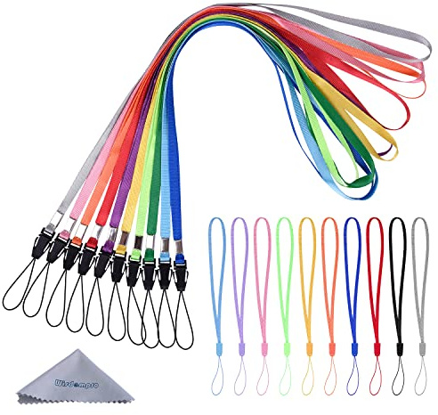 Wisdompro 10 nyckelband och 10 handledsrem, 17,8 cm/43,2 cm, för ID-kort, nyckel, USB, mobiltelefon - blandade färger