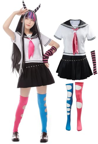 JRCRIN Mioda Ibuki cosplay kostym gymnasieuniform outfit vit