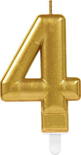 (PKT) Adult Metallic Gold Candle Number 4