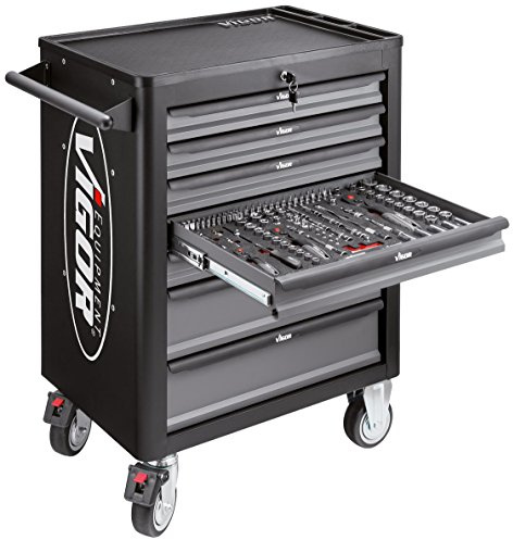 Vigor Workshop Trolley with Assortment, 1000 x 723 x 459 mm, Number of Tools: 344, 1 Piece, V4560