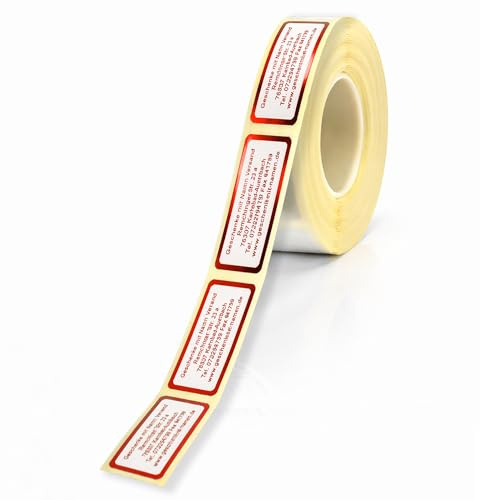 ADRESS-AUFKLEBER mit Wunschtext, Metallic-rot | 500 schöne geprägte Adress-Etiketten | Namens-Aufkleber, ca. 51 x 19 mm, für 1 bis 5 Zeilen