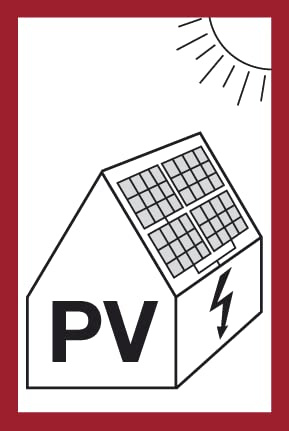 Dreifke® Aufkleber Hinweis auf eine PV-Anlage gemäß DIN VDE 0100-712, Folie selbstklebend 14,8 x 10,5 cm (Photovoltaikanlage, Solar) praxisbewährt, wetterfest