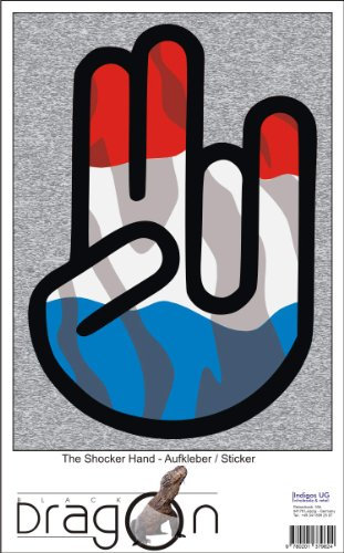 INDIGOS UG The Shocker Hand - Aufkleber/AUTOAUFKLEBER - Decal Sticker 15cm außenklebend - schwarzer Umriss mit Fahne/Flagge - Luxembourg-Luxemburg