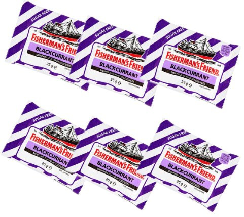 Fishermans Friend Blackcurrant Flavour Lozenges with Sweeteners 25g-PACK-OF-6 by Fishermans