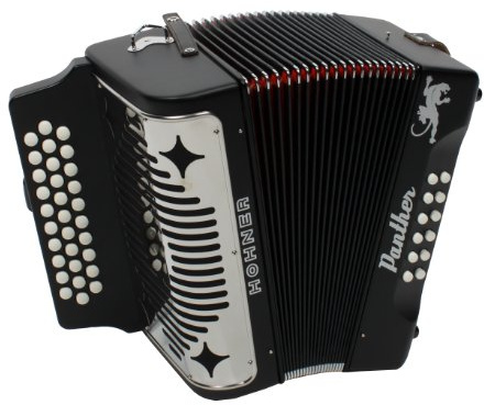 Hohner Panther Diatonic Accordion, Negro Key of FA w/Free Gig Bag
