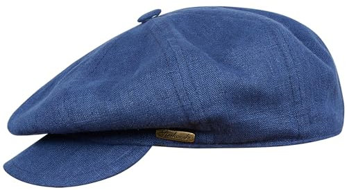 Sterkowski Modell Vigo Ballonmütze | 100% Leinen Schirmmütze für Männer und Frauen | schiebermütze Herren Sommer schirmmützen für Herren Bakerboy mütze Herren Cabrio mütze Damen 54 cm Blau