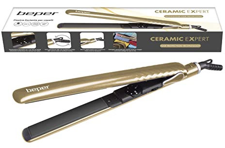 BEPER 40.450GO Piastra Per Capelli Lisci, Ricci, Mossi, Onde Gold