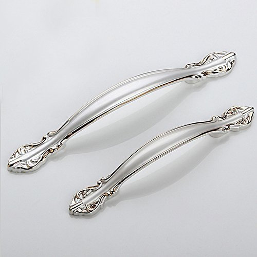 Angela-homestyle™ Poignée de meuble vintage avec ferrure antique, avec vis (96 mm, argenté)