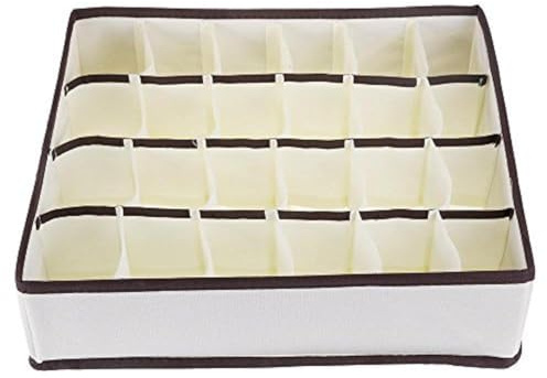 Youngine 24 carreaux pliable armoire organiseur tiroir diviseur pliable vêtements tiroir soutien - gorge sous - vêtements chaussettes boîte de rangement (beige)