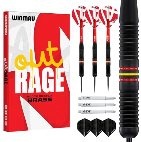 WINMAU Outrage 22 gram mässing dartpilset med flygningar och skaft