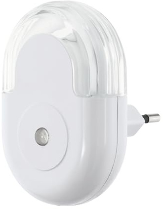 EGLO LED Steckdosenlampe Tineo, Steckdosenleuchte mit Nachtlicht-Funktion und Day & Night Sensor, Steckerleuchte aus Kunststoff in Weiß, LED Steckerlampe warmweiß
