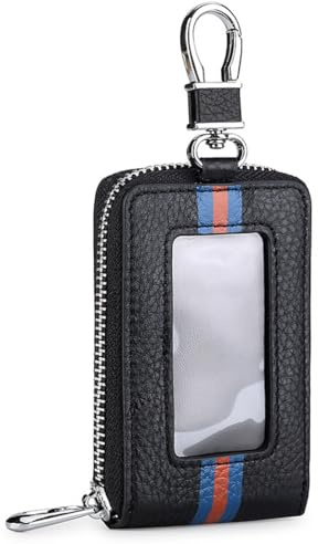Aileder Faraday Tasche Signalblocker-Tasche für Autoschlüssel, schlüsselloser Zugang, RFID-blockierende Hülle, Leder, Smart-Schlüsselschutz (schwarz)