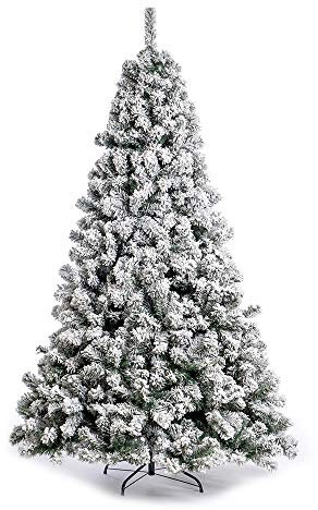 Nataland Albero di Natale Artificiale Verde Innevato Modello Monte Bianco Altezza 180 Cm, Abete Super Folto con Effetto Realistico e Rami Con Aghi Anticaduta