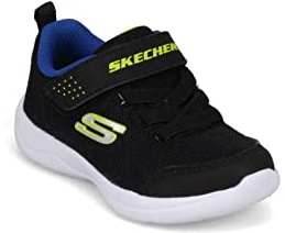 Skechers Boy's Skech-stepz 2.0 Mini Wanderer Sneaker, Black Textile Synthetic Blue Lime Trim, 9 UK Child