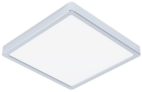 EGLO LED Deckenleuchte Fueva 5, Ø 28,5 cm, 1 flammige Aufbauleuchte | Bad-Deckenlampe aus Stahl und einer Kunststoff Leuchtfläche in Chrom, Weiß, LED Aufbaulampe warmweiß, IP44