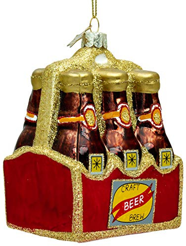 SIKORA Six-Pack Craft Bier besondere Weihnachtskugel Glas Christbaumschmuck Deko Figur Weihnachten Anhänger Ornament - Trend Line - BS483