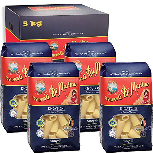 Rigatoni | 5kg Maxi Formato | Antica Pasta di Gragnano Igp | Pastificio Di Martino | Confezione 10 Pezzi da 500Gr | Eccellenza della Campania | 100% Grano Italiano | Idea Regalo