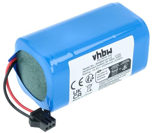 vhbw Batería Compatible con Ecovacs Deebot D502, D501, D500, CEN546, 715, D711, D605, D601, D710, D600 aspiradora (2200 mAh, 14,8 V, Li-Ion)
