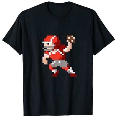 Retro 80s Video Game Pixel Art American Football Player T-Shirt