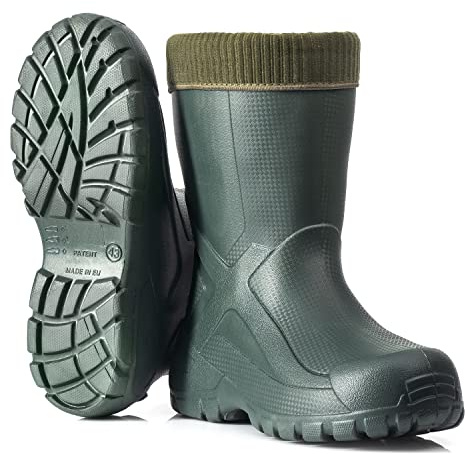 CLIMBR Superleichte Gefütterte Gummistiefel Thermo Anglerstiefel Herren Damen Eva warme Winter Stiefel 40-47 Arbeitsstiefel mit Futter Anglerstiefel (Olivgrün, 45)
