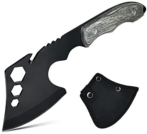 Aicharynic Axt & Camping Beil - Survival Outdoor Handbeil Mit Holzgriff Für Jagd, Trekking, Garten - Inkl. Kopftasche