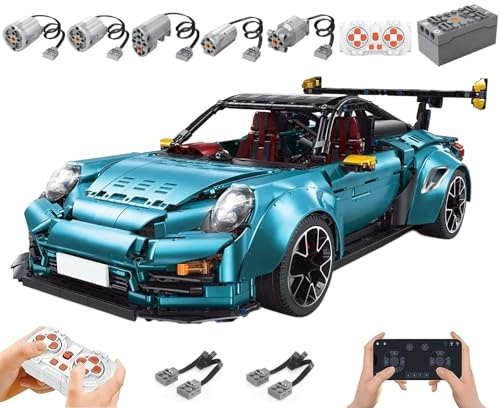 Technik Auto für GT2 RS, Mit 5Motoren Set, 1:8 Groß Auto Modellbausatz, 3389 Teile MOC Klemmbausteine Rennauto Set, Automodell Sammlerstück Geschenk für Autofans, Keine Originalverpackung