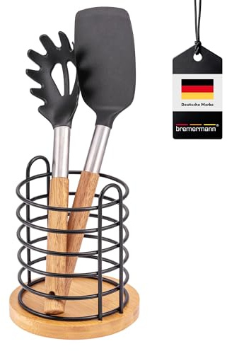 bremermann Küchenutensilienhalter mit Bambus, Besteckhalter, schwarz