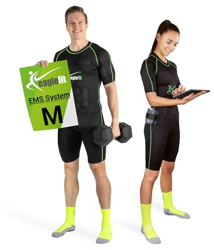 eaglefit - PRO EMS Anzug Komplettsystem mit 24 Elektroden für Damen & Herren (kabellos) - EMS-Training für Zuhause - Ganzkörper Trainingsgerät für Brust, Rücken, Beine, Po, Schulter Trainingsanzug M