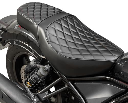 Motorrad Sitzbänke Komplettsitz für Rebel 1100 CMX CMX1100 2021 2022 2023 2024 2025 2026 Fahrer Beifahrer Sitz Sitzbank Vorne Hinten Kissen Sozius Pad Set (Schwarz)