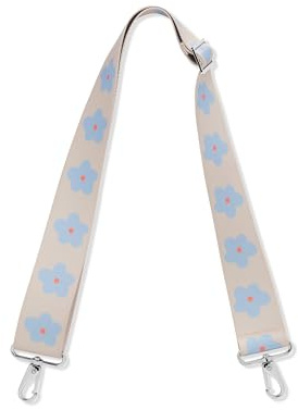 Expatrié Taschengurt zum Wechseln - Jeanne Blumen Blau - Verstellbarer Schultergurt für Taschen Umhängetasche Bauchtasche - Flexibler Handtaschen Gurt mit Karabiner