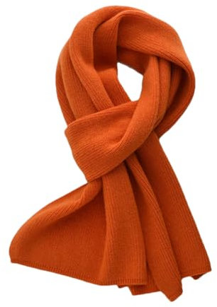 Einfarbiger Kaschmir-Strickschal, Damen, Herren, Herbst, Winter, Schal, Erwachsene, warm, dicker Wollschal, Orange, Kids 120CM
