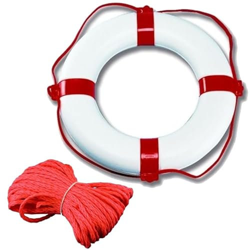 Rettungsring mit 30 Meter Wurfleine 57 * 34 cm weiß/rot