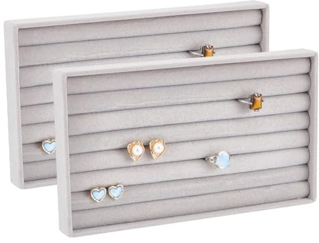 GOMAKERER 1pz Vassoio Espositivo Porta Anelli, Vassoi Espositivi per Anelli di Velluto In Velluto A 7 slot Supporto per Anelli Supporto per Gioielli Organizer per La Casa O Il Negozio