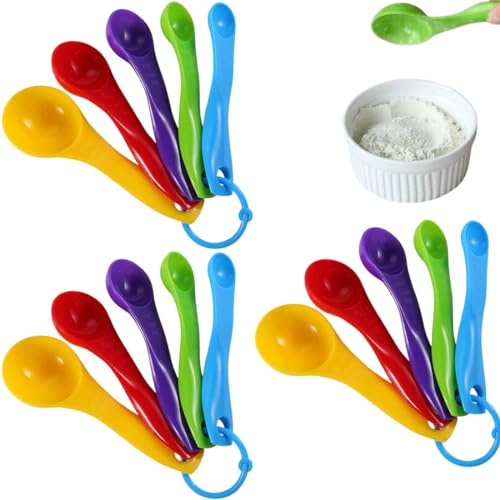 3 PCS Measuring Spoon Set, 5 Spoons for Measuring Food, Durable, Stain Resistant, for Measuring Dry and Liquids, Fit in Spice Jars, Engraved Scale Spoon for Liquid & Dry Ingredients