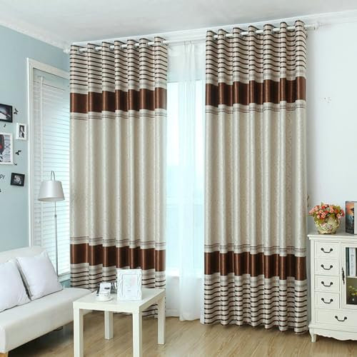 Ayoiow Vorhänge Blickdicht Nach Maß, Verdunkelungsvorhang Mit Ösen, Polyester Verdunkelungsvorhang 2 Stück, Kaffee, 137X244CM