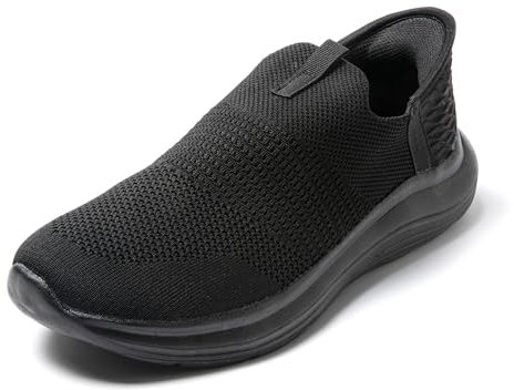 JOMIX Zapatillas Hombre sin Cordones Verano Malla Zapatillas Depotivas Hombre Transpirables Sneakers Hombre Ligeras Tenis Running Gimnasio Correr, Negro, 41 EU