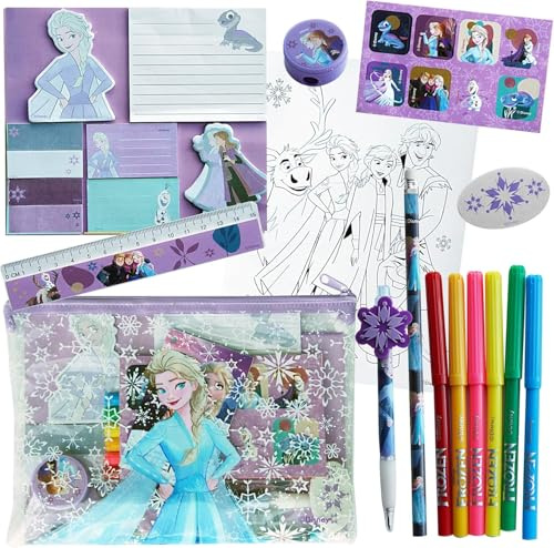 Disney - Frozen Federmäppchen für Mädchen - Frozen Stifte -Set mit Bleistiften, Stickern und Zeichenzubehör - Frozen Geschenke