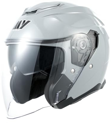MY Casque Moto Jet Scooter 835, Homologué ECE 22.06 avec Double Visière pour Hommes et Femmes