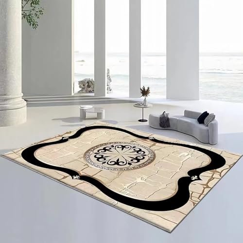 Tzvpsu Bad vorleger Braun Schwarz Vintage Design Leicht zu reinigen rutschfeste Teppiche,möbel Wohnzimmer modern Carpet Bedroom,180x250cm