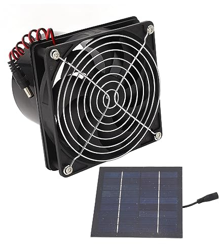 Luocute Ventilateur D'extraction Solaire avec Panneau Solaire Puissant, Installation Facile, Taille Portable, Ventilation Efficace par Dissipation de la Chaleur, Kit de Ventilateur de