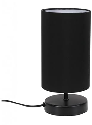 ValueLights | Matt Black Cylinder Touch Dimmer Table Lamp with Black Fabric Shade | Home Décor, Bedside & Desk Lamp | Includes Bulb